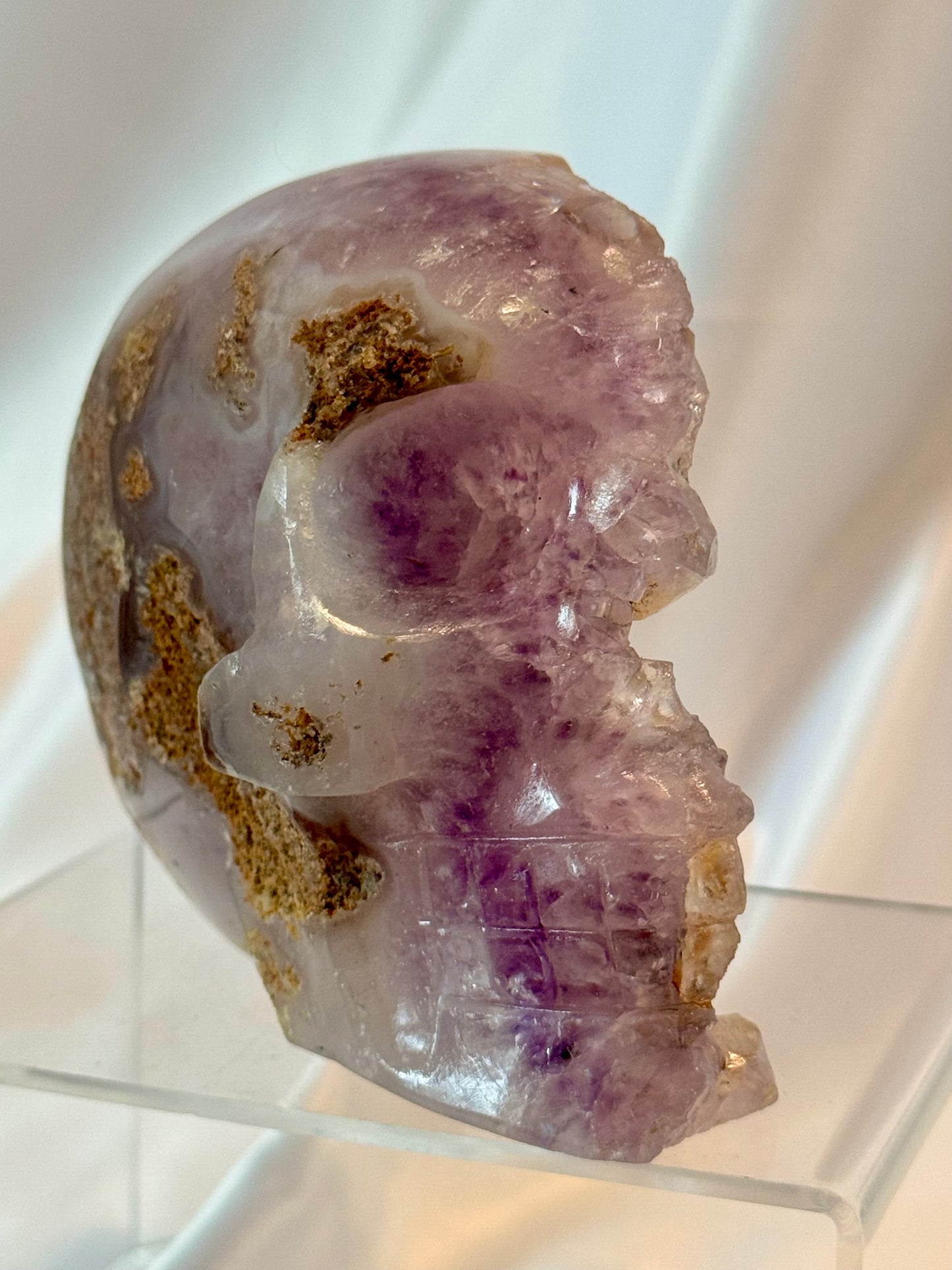 Skull: Amethyst Half Skull with Amethyst Points - Checkout the Purple Hues!