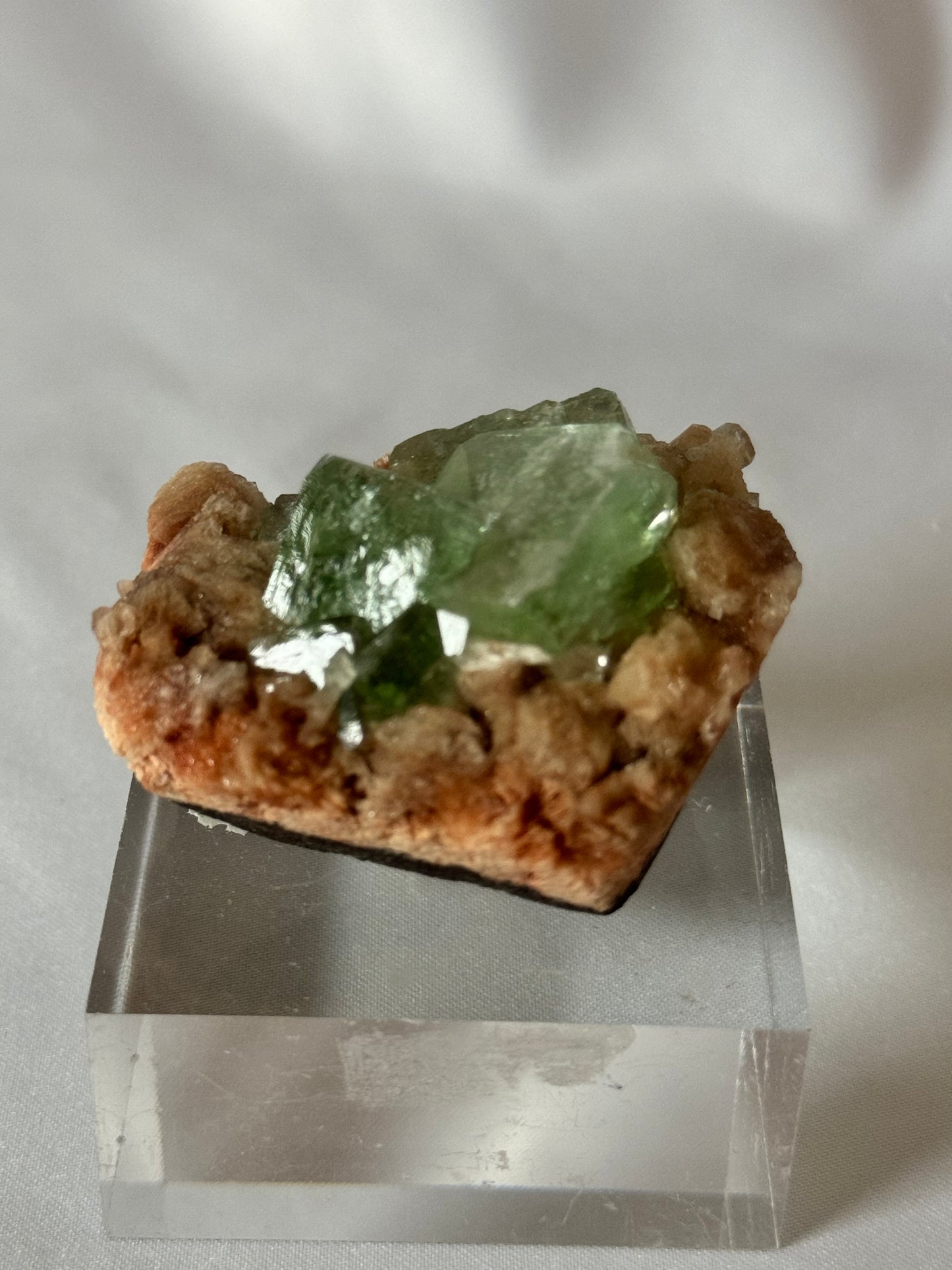 Green Apophyllite On A Stilbite  Matrix