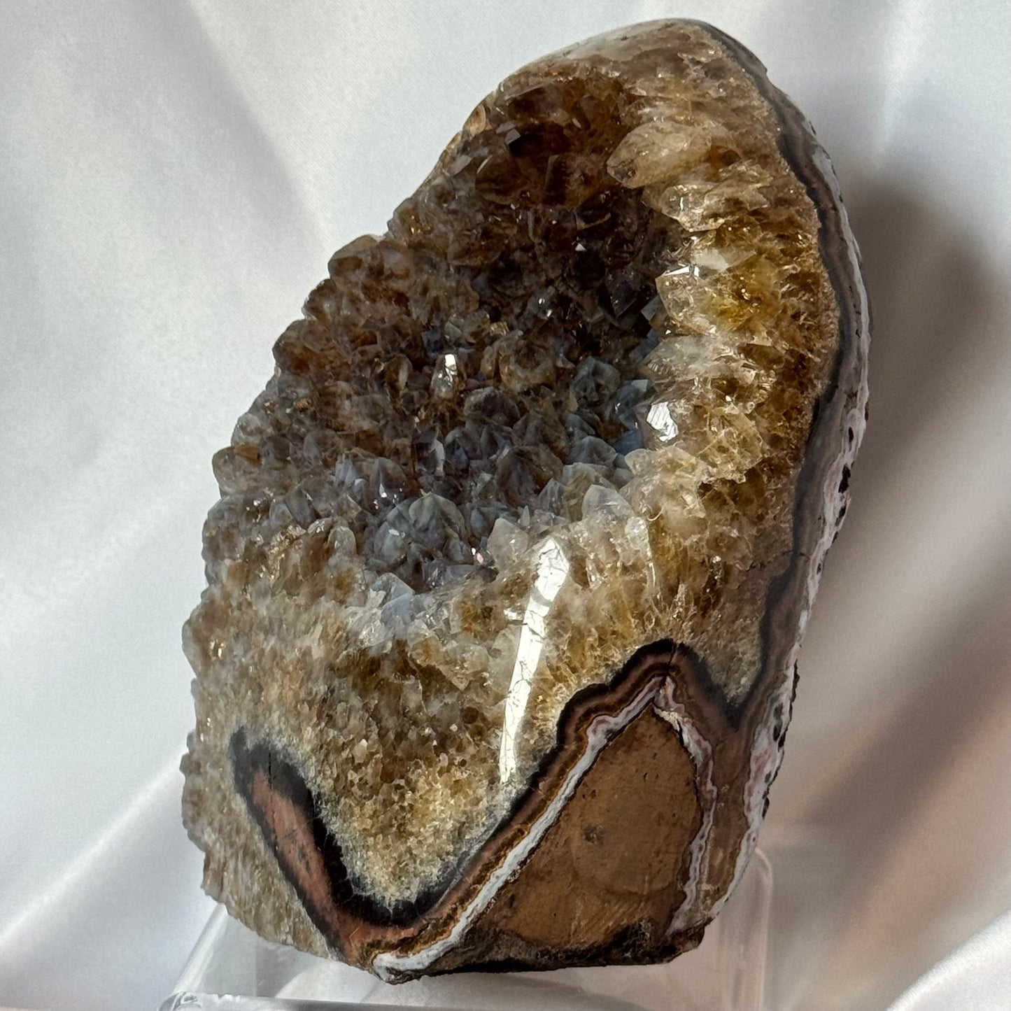 Citrine with Blue Points (Chalcedony) | Uruguay Cut Base