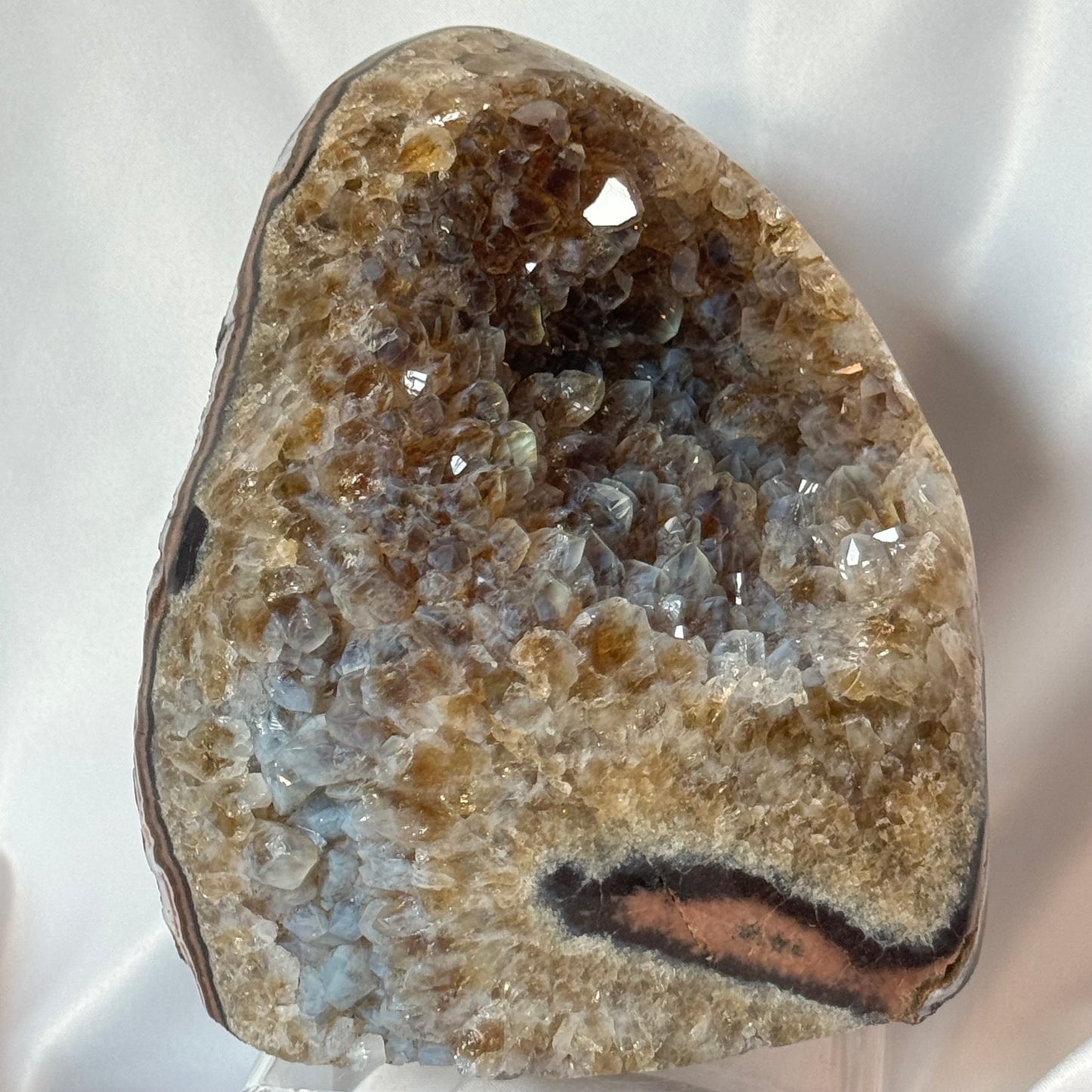 Citrine with Blue Points (Chalcedony) | Uruguay Cut Base