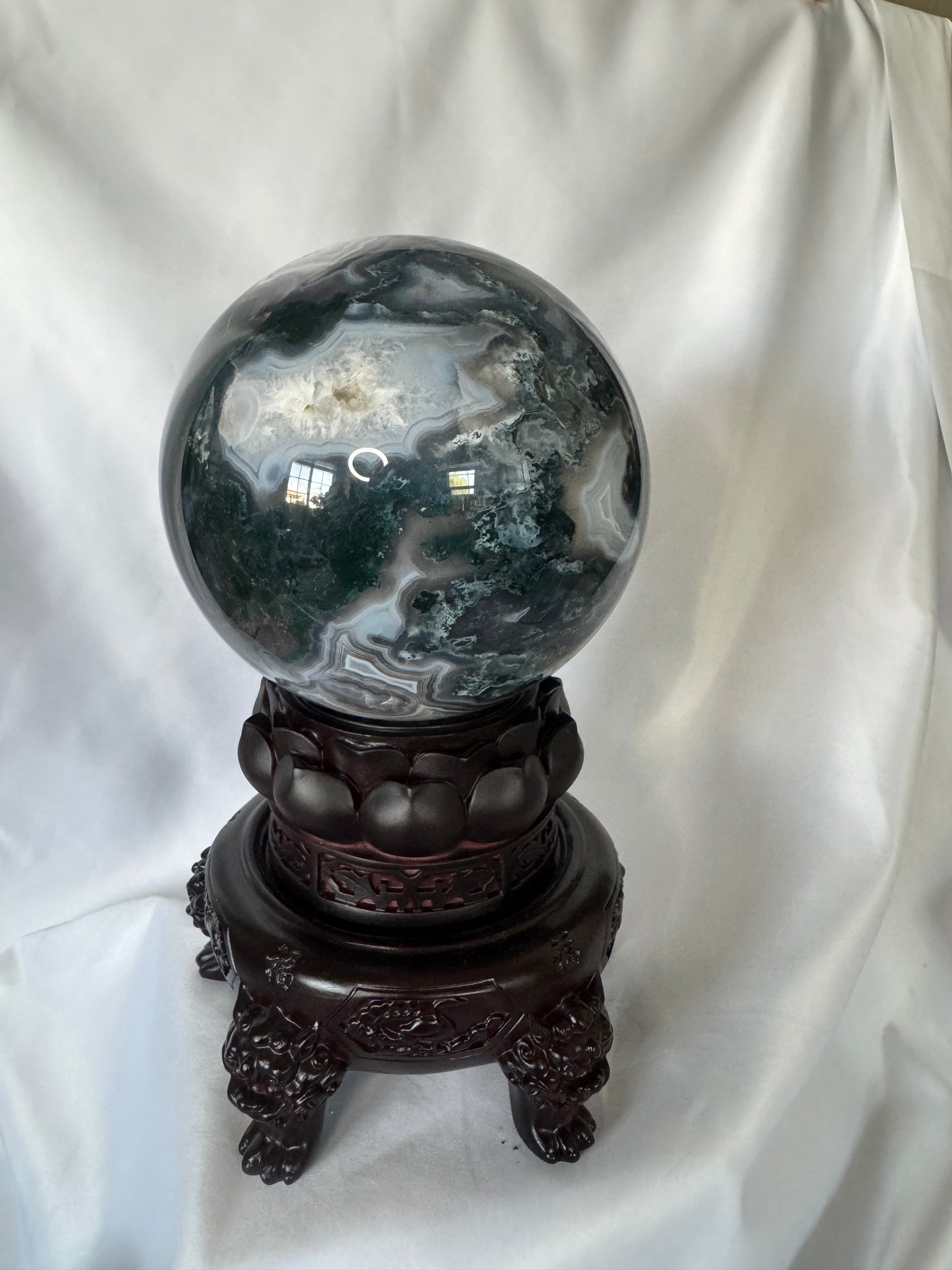 Large Blue Moss Sphere