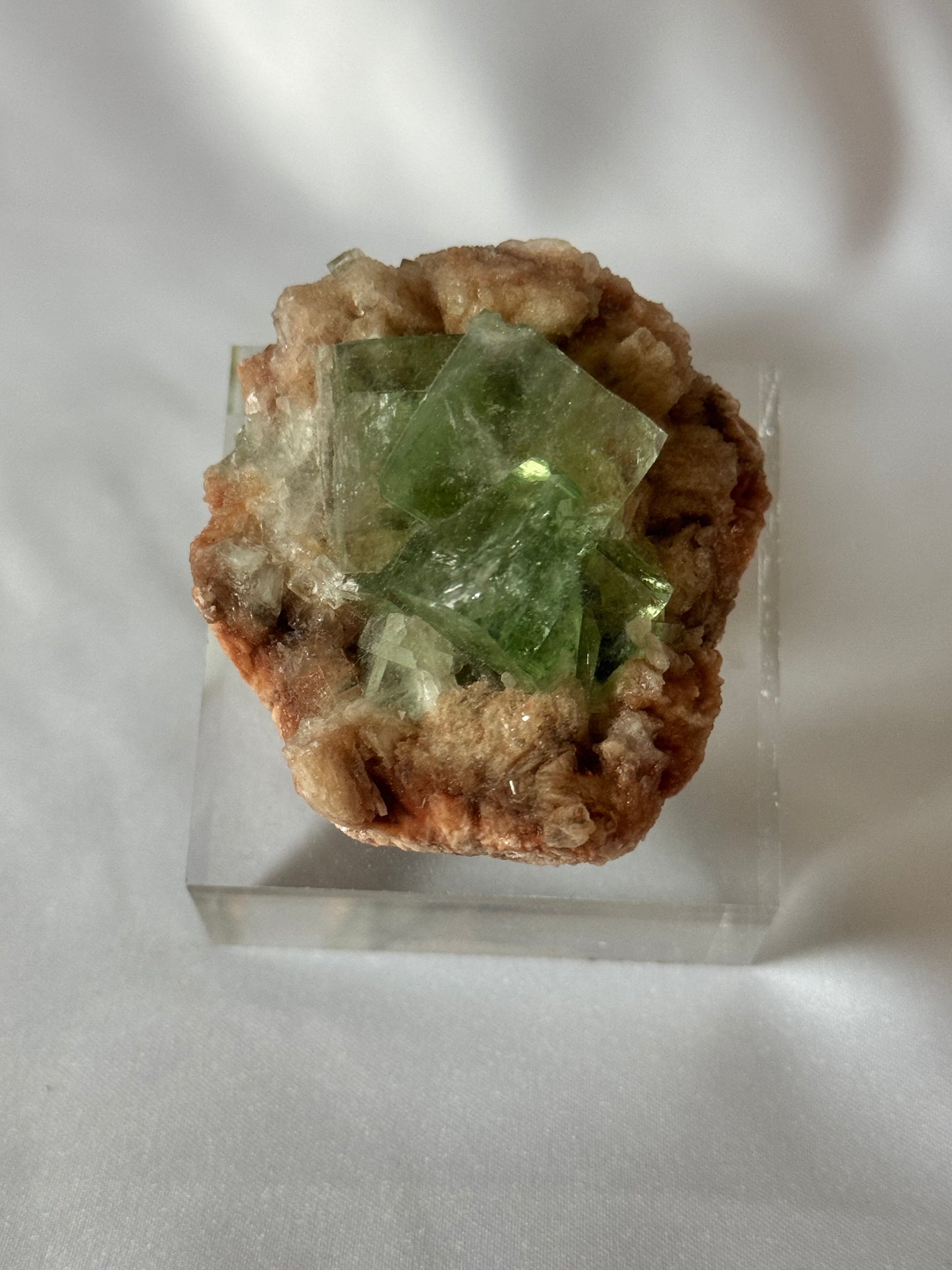 Green Apophyllite On A Stilbite  Matrix