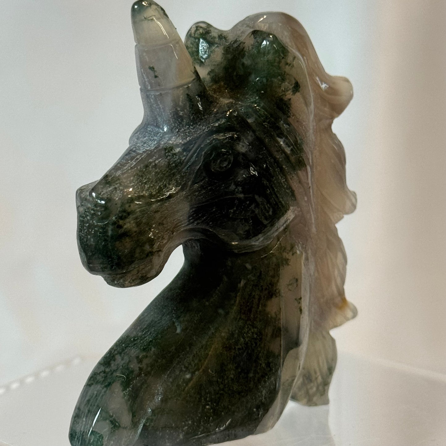 Unicorn Green Moss Crystal Unicorn ~ Available For Adoption
