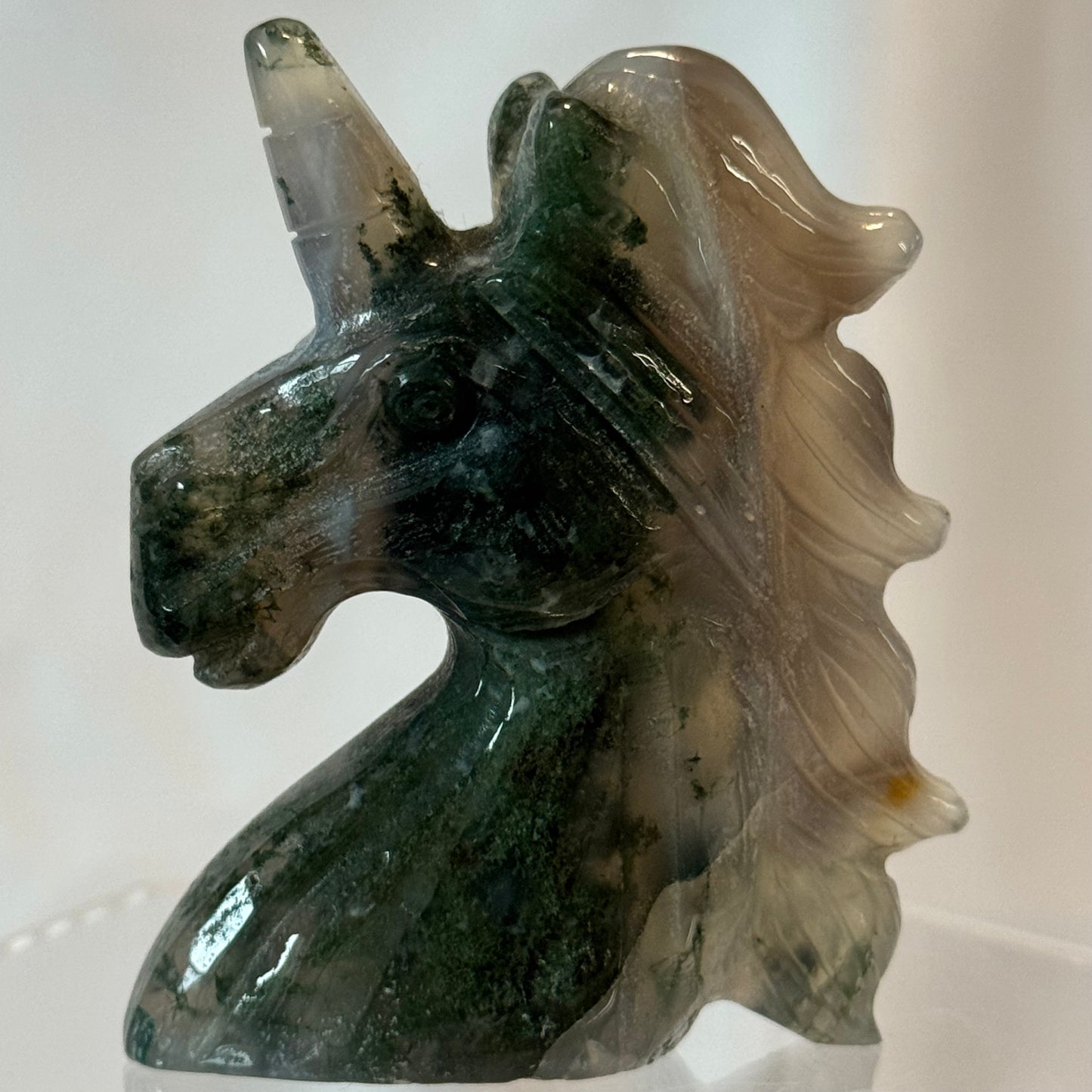 Unicorn Green Moss Crystal Unicorn ~ Available For Adoption