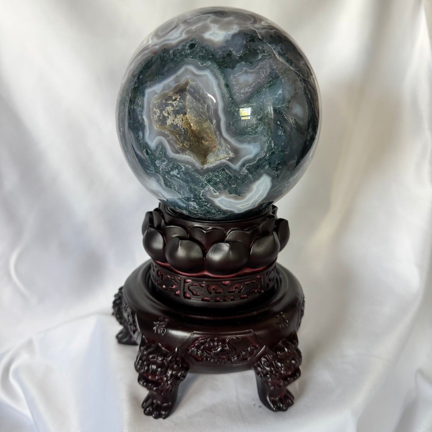 Large Blue Moss Sphere
