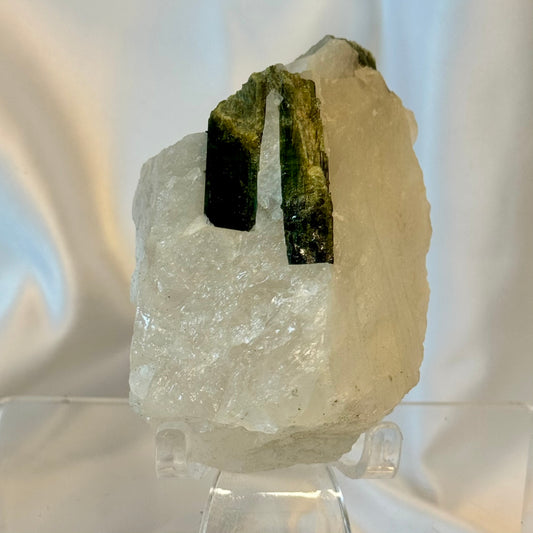 Green Tourmaline in Quartz from Brazil