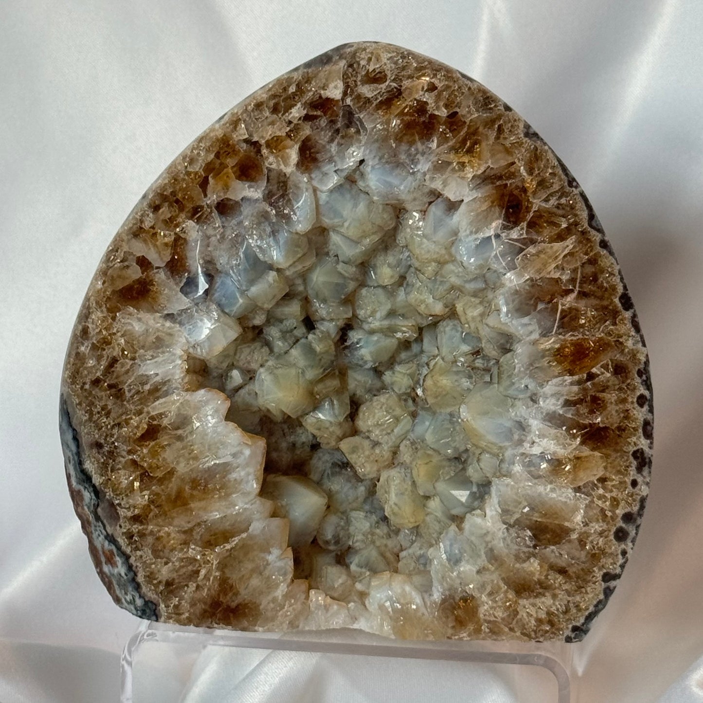 Citrine with Blue Points (Chalcedony) Cut Base | Uraguay