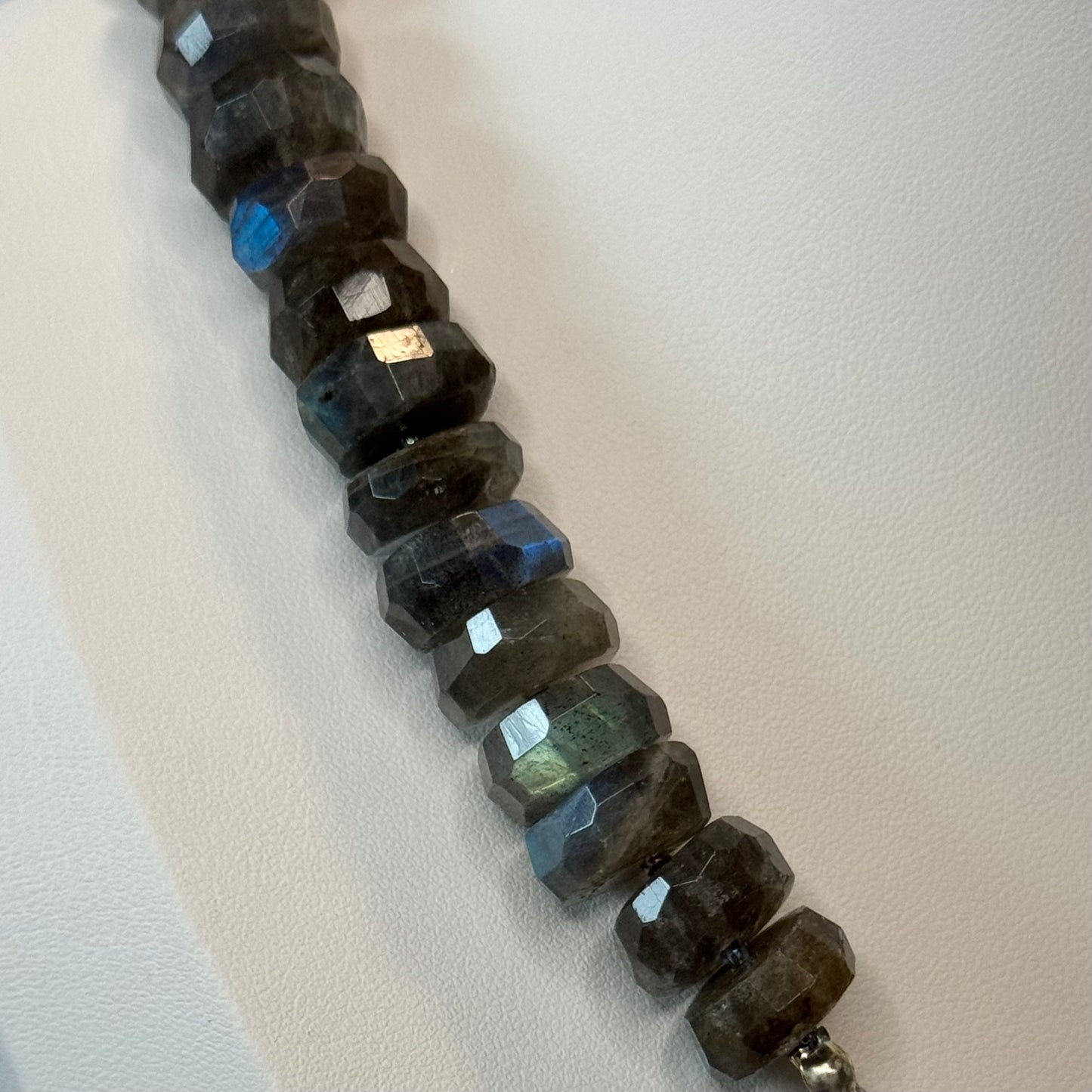 Chunky Labradorite Necklace with a Striking Swooping V