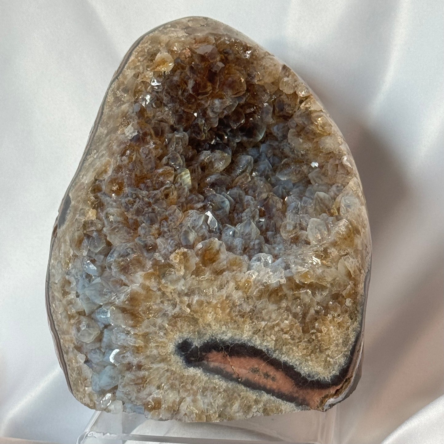 Citrine with Blue Points (Chalcedony) | Uruguay Cut Base