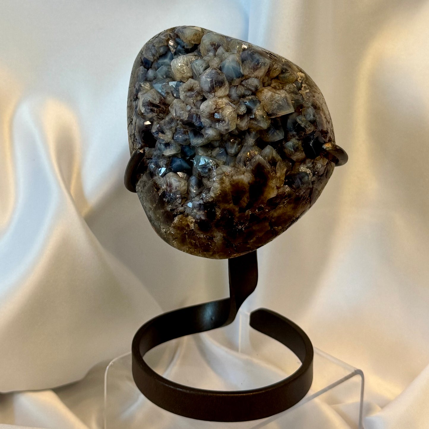 Citrine with Blue Points (Chalcedony) With Stand | Uruguay