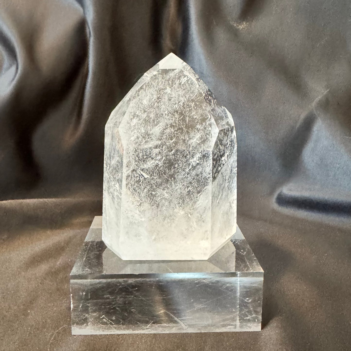 Clear Quartz Tower With Swirling Phantoms