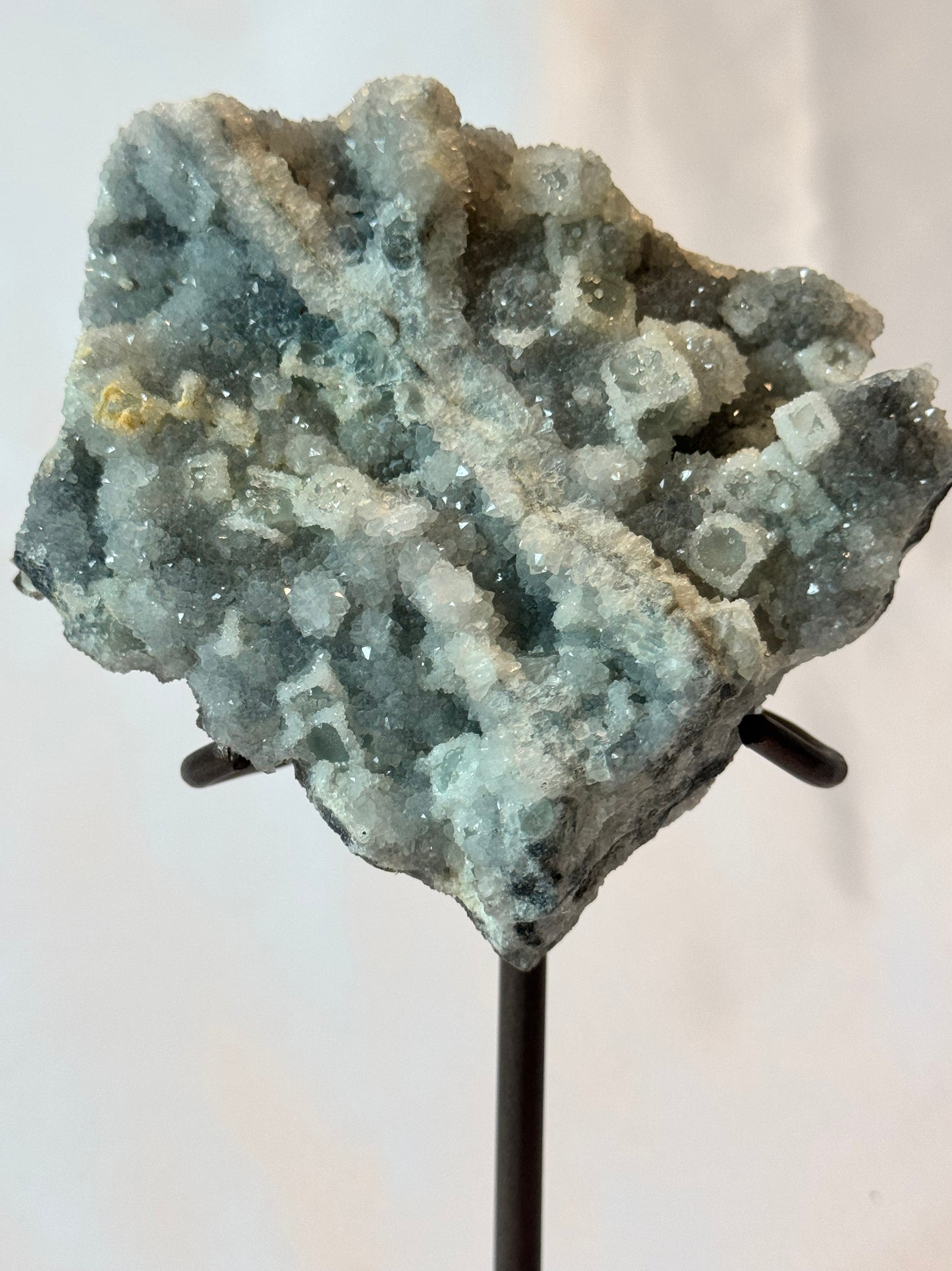 Green Fluorite Specimen with Druzy Quartz