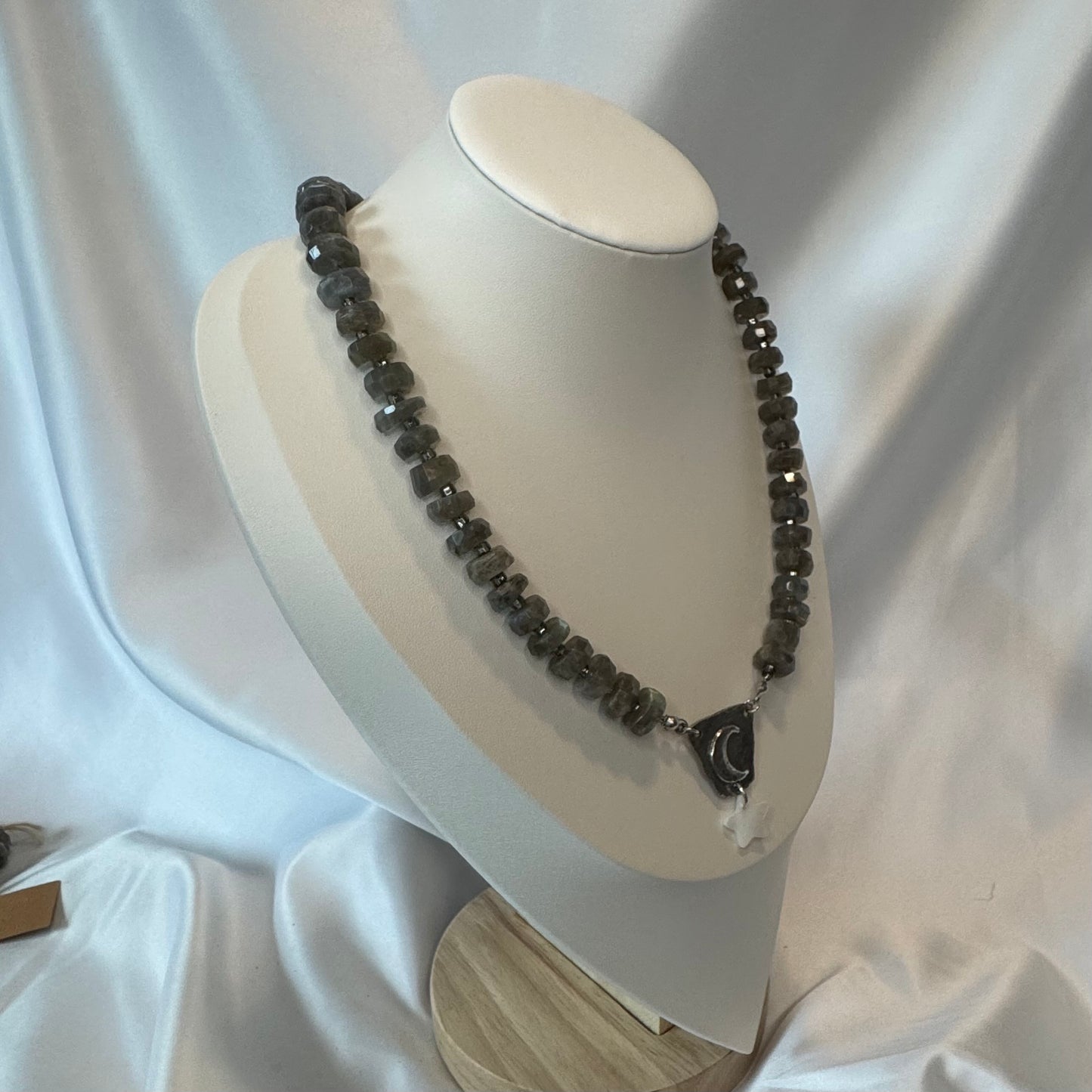 Chunky Labradorite Necklace with a Moon and Star Pendant