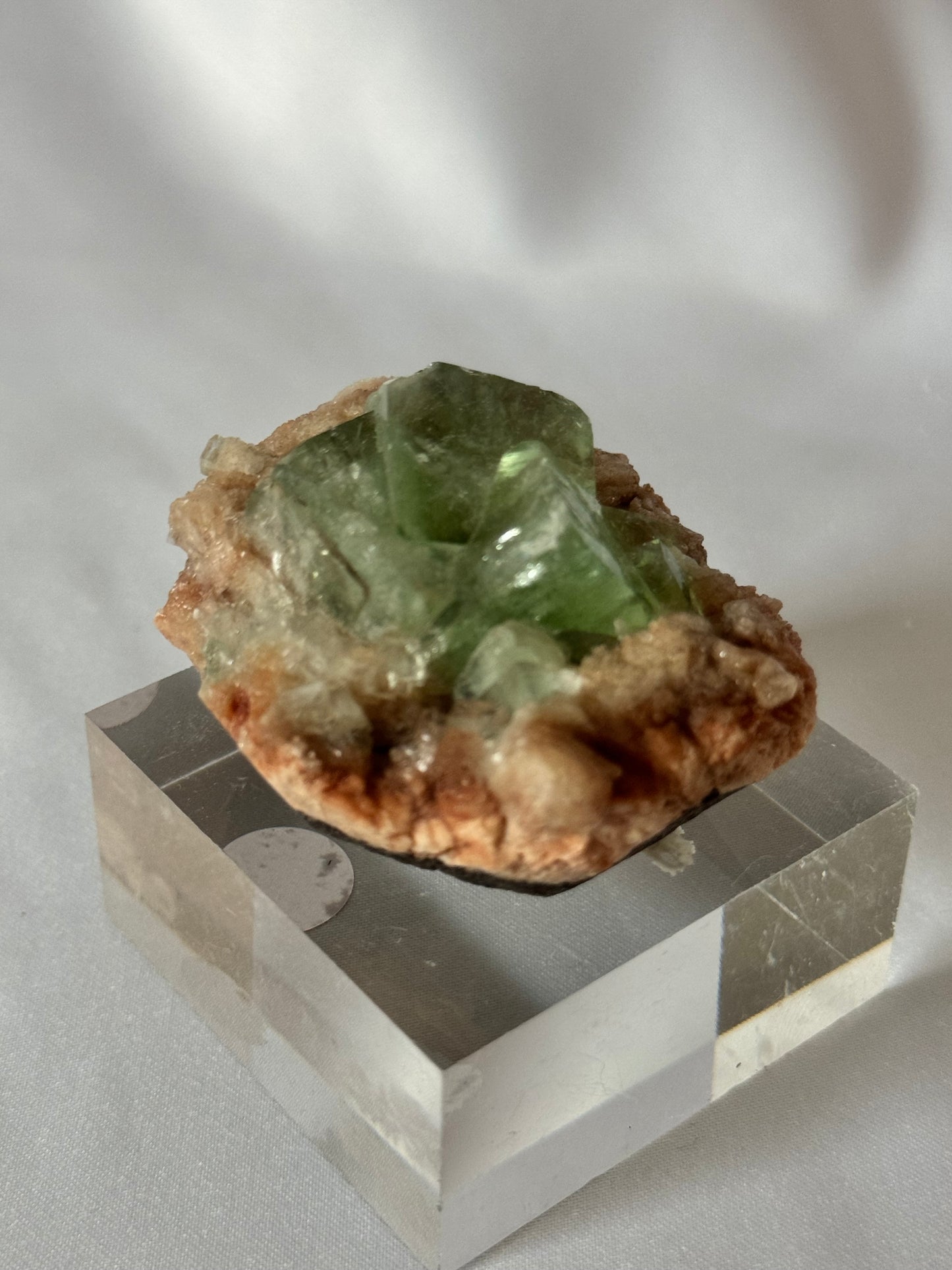 Green Apophyllite On A Stilbite  Matrix