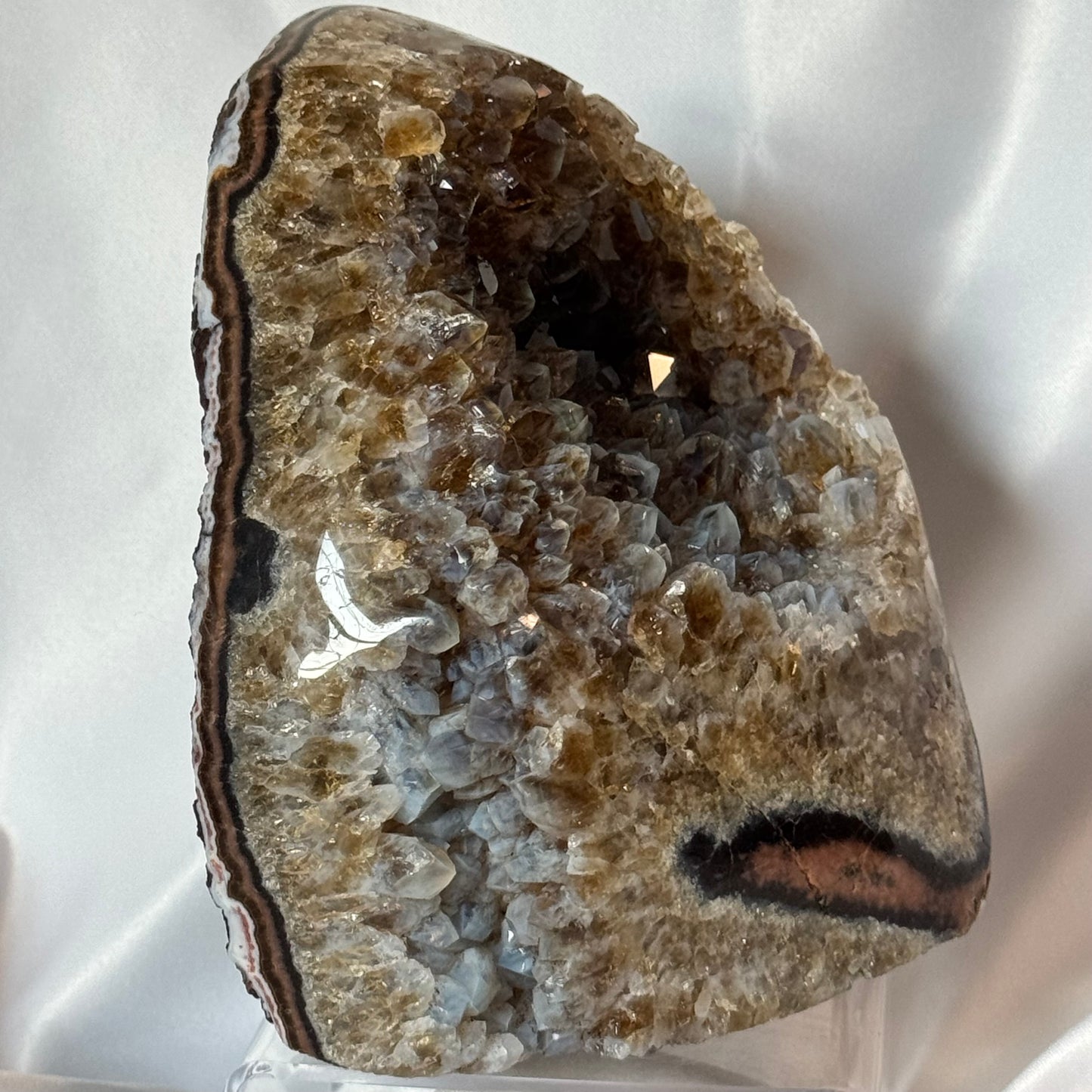 Citrine with Blue Points (Chalcedony) | Uruguay Cut Base