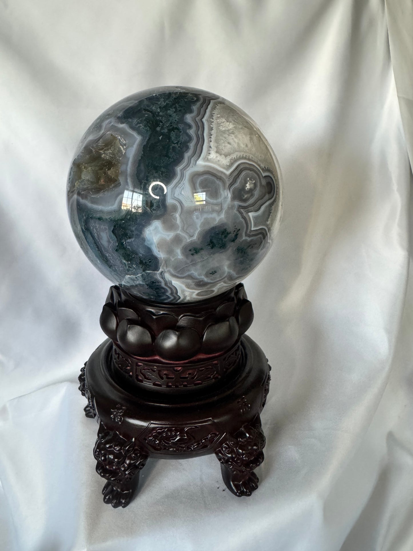 Large Blue Moss Sphere