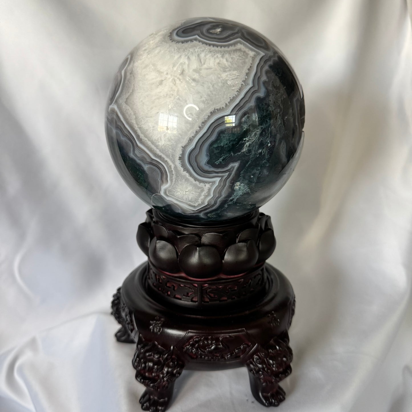 Large Blue Moss Sphere