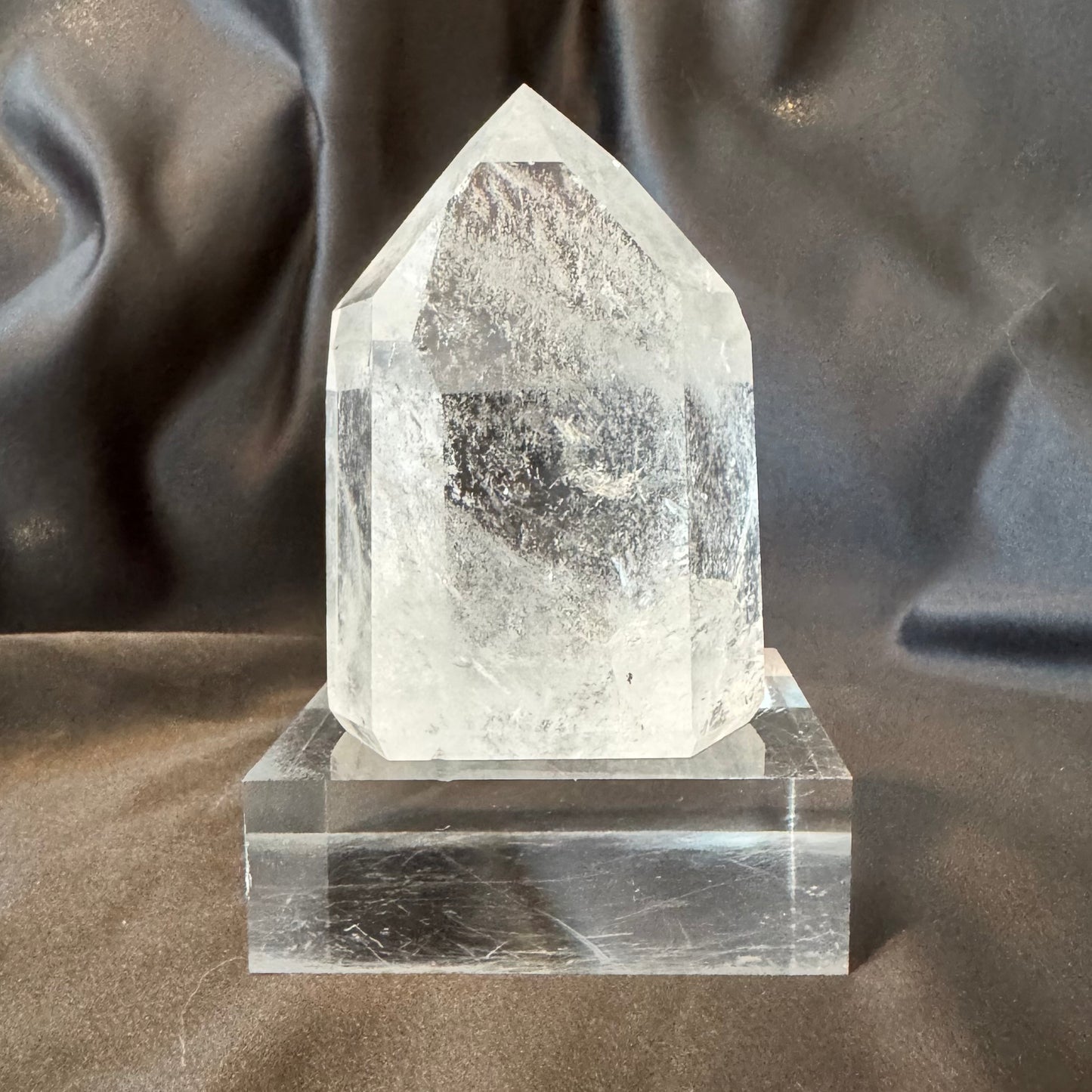 Clear Quartz Tower With Swirling Phantoms