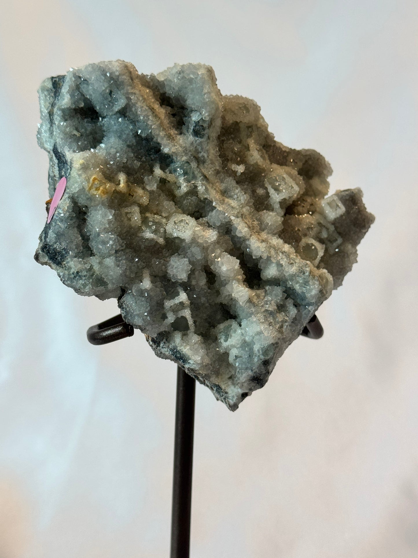 Green Fluorite Specimen with Druzy Quartz