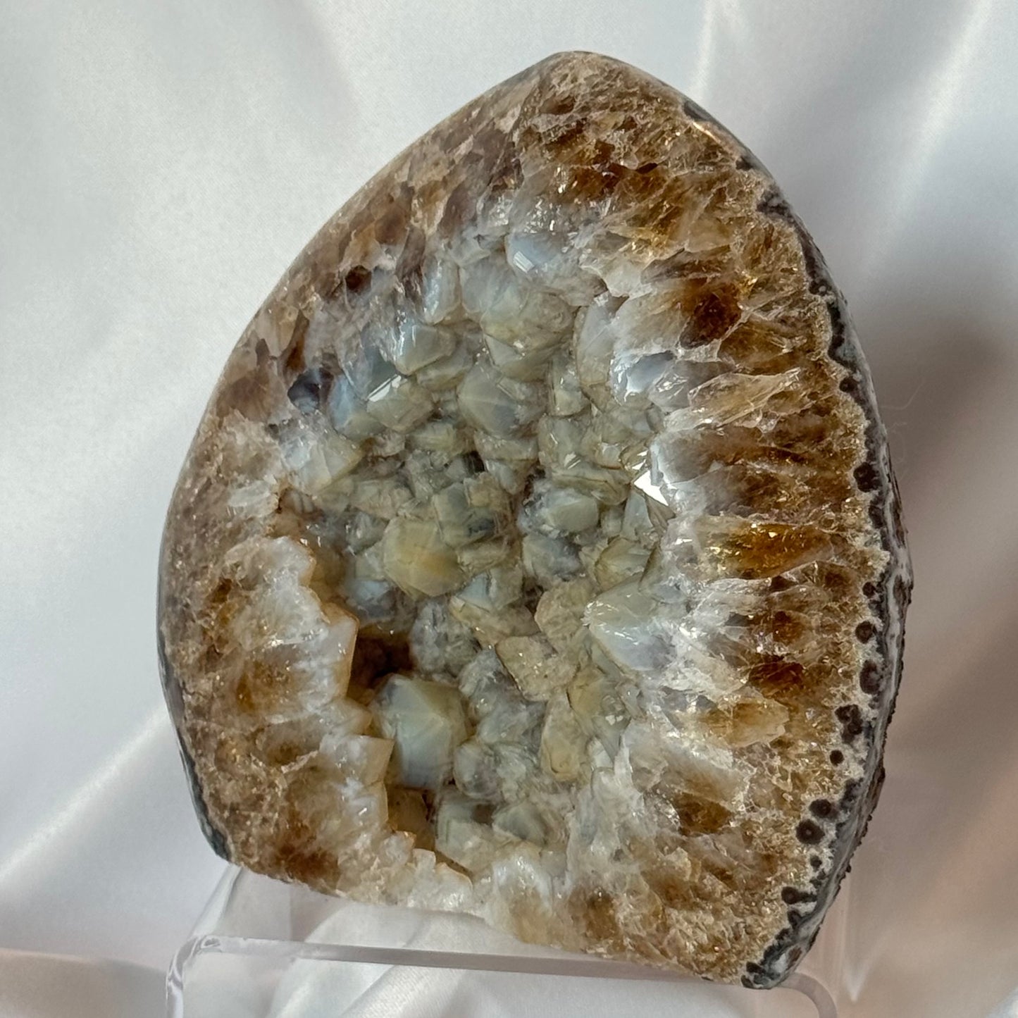 Citrine with Blue Points (Chalcedony) Cut Base | Uraguay