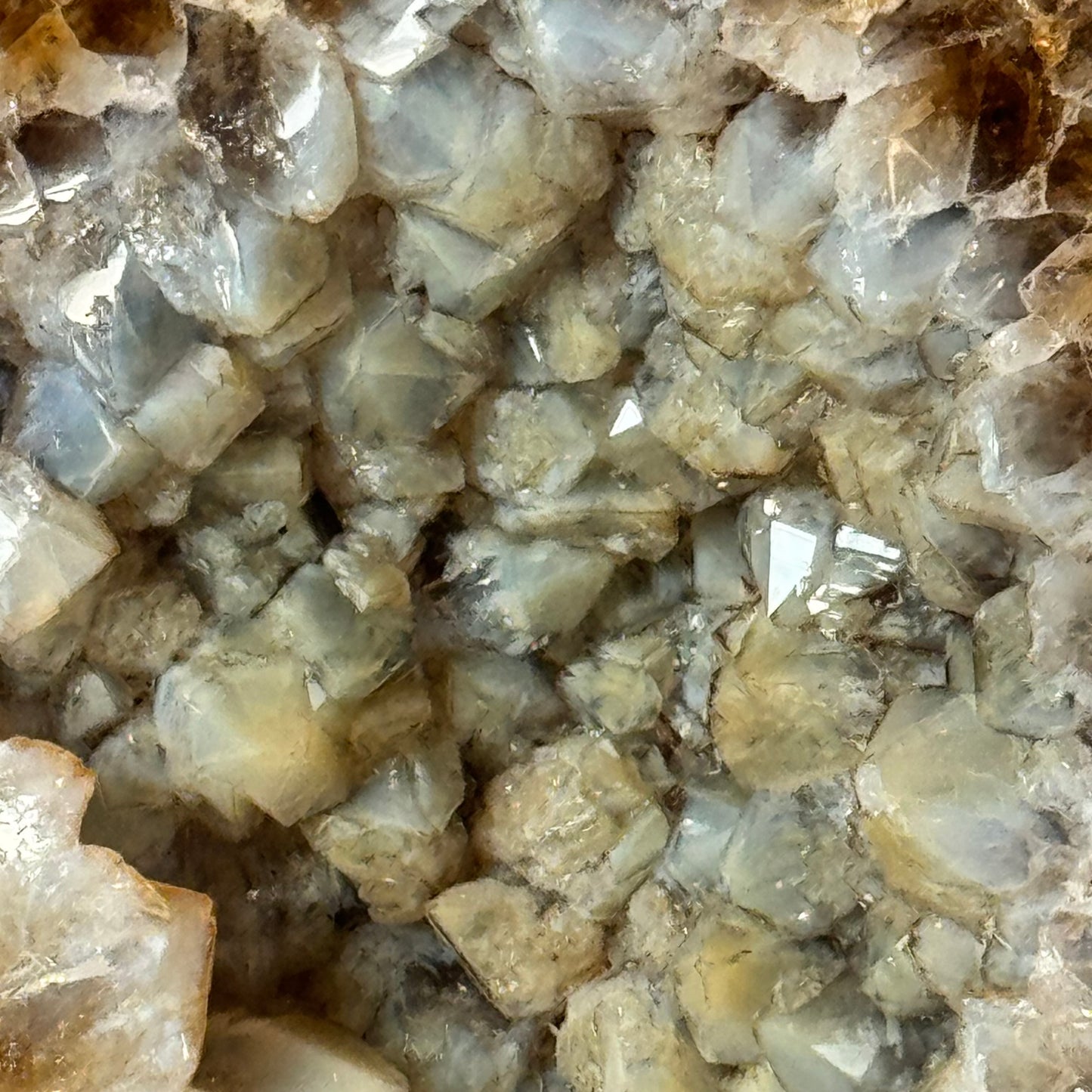 Citrine with Blue Points (Chalcedony) Cut Base | Uraguay