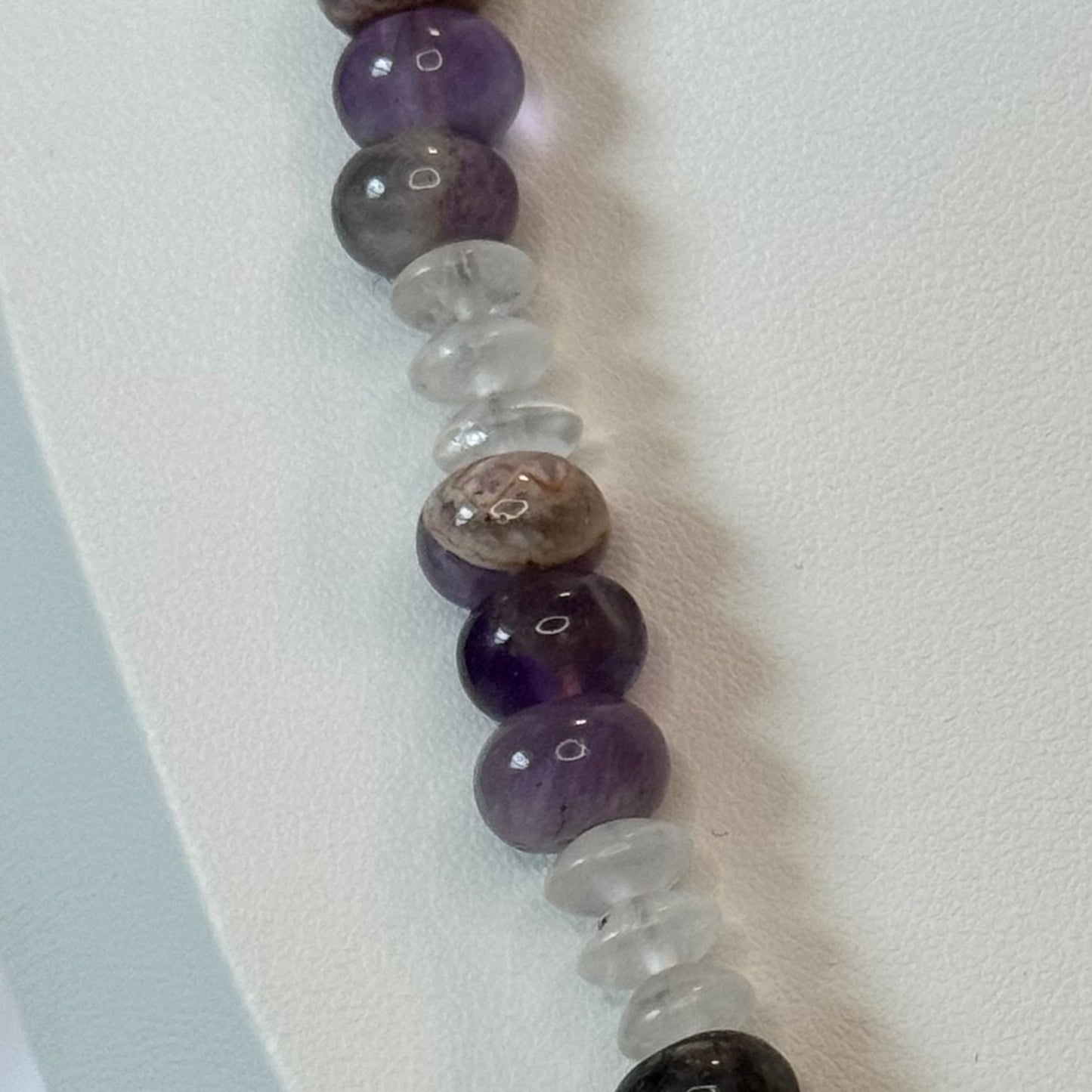 Dog Tooth Amethyst, Rhodocrosite and Clear Quartz Necklace