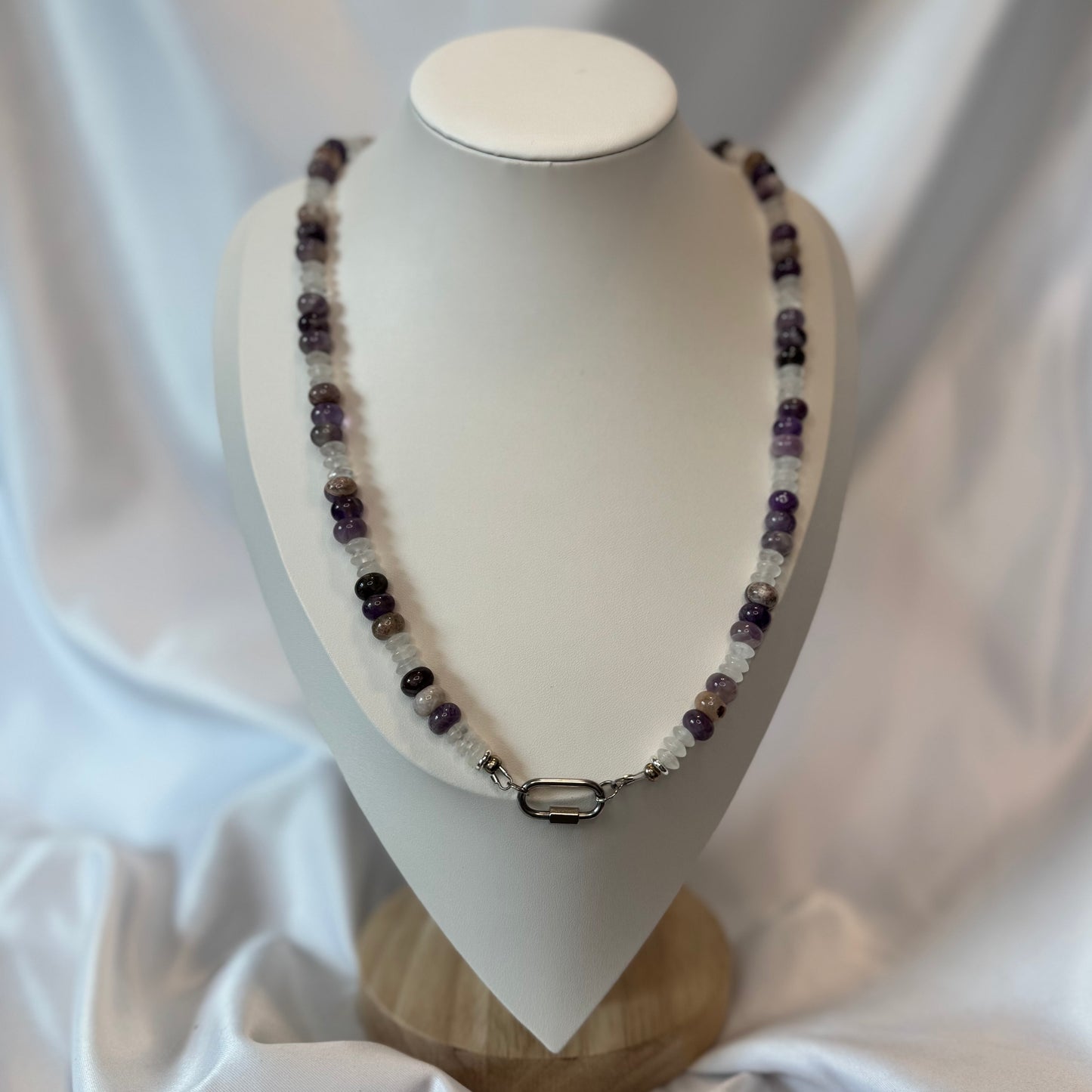 Dog Tooth Amethyst, Rhodocrosite and Clear Quartz Necklace