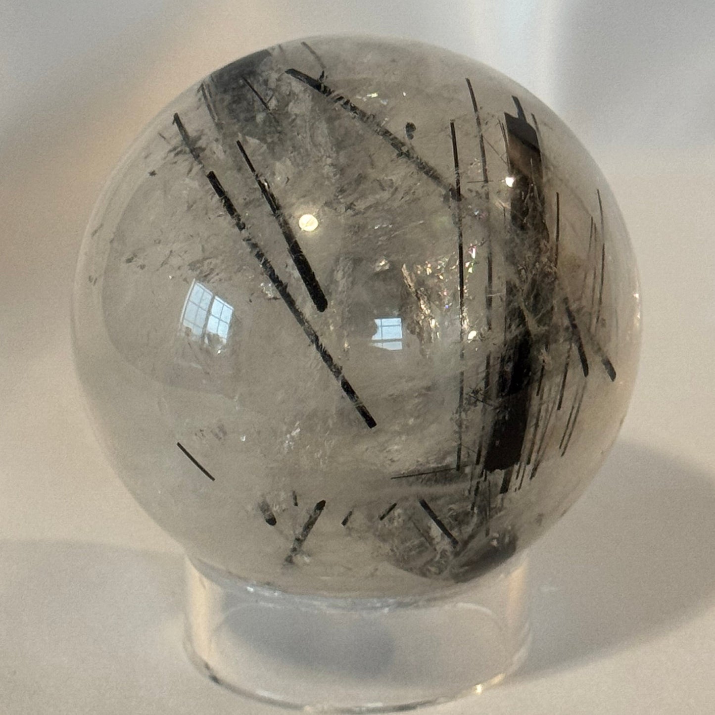Black Tourmalated Quartz Sphere| Beautiful Needles