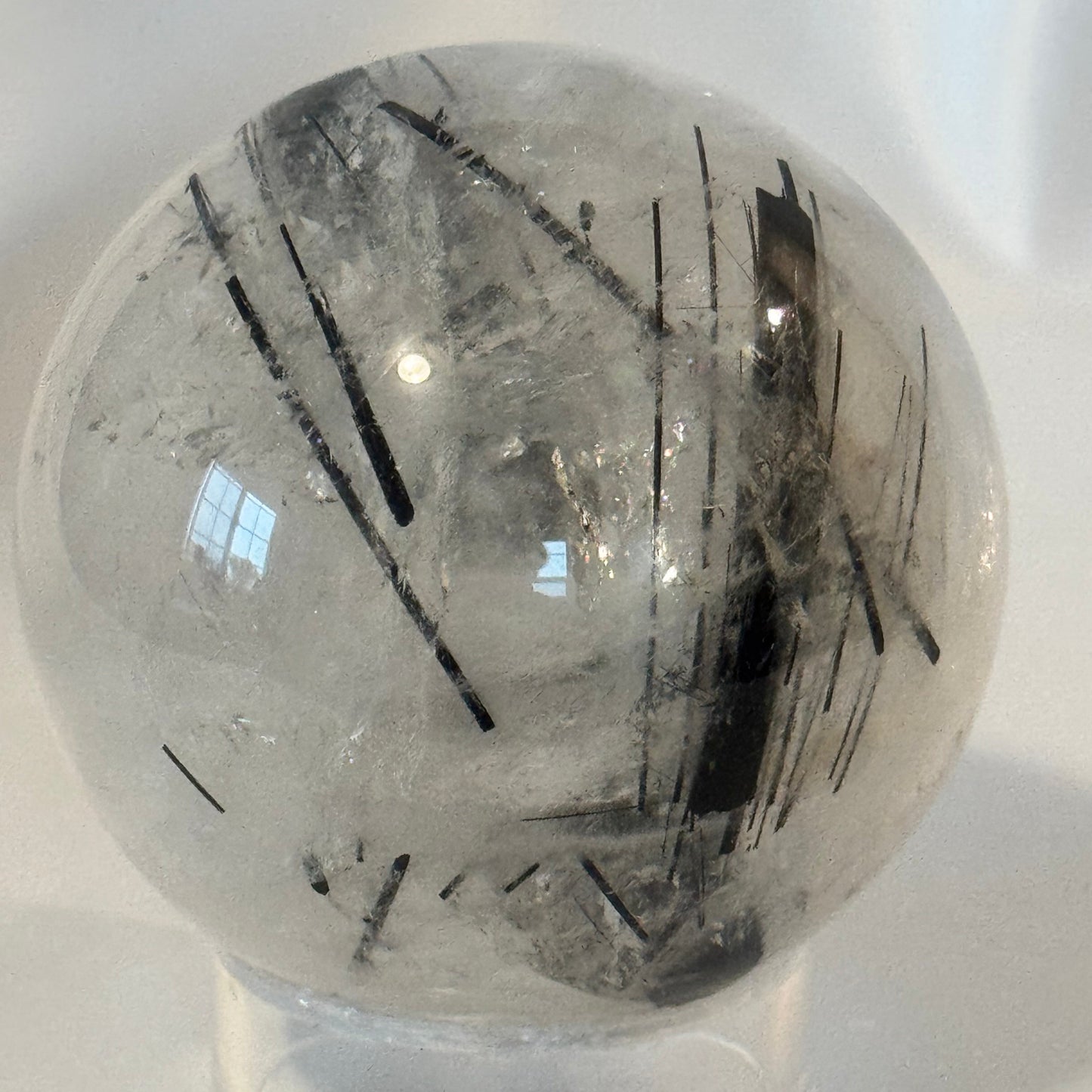 Black Tourmalated Quartz Sphere| Beautiful Needles