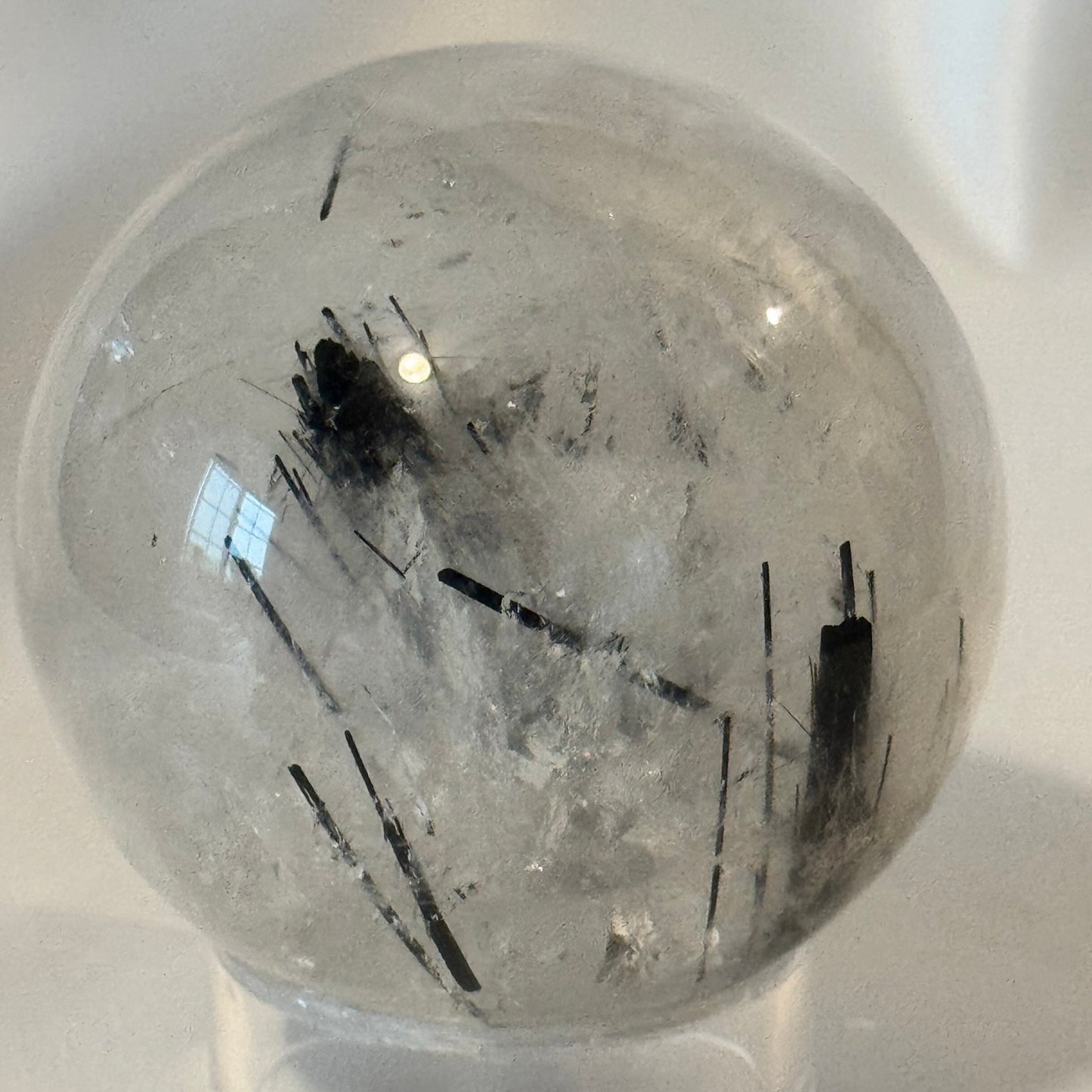 Black Tourmalated Quartz Sphere| Beautiful Needles