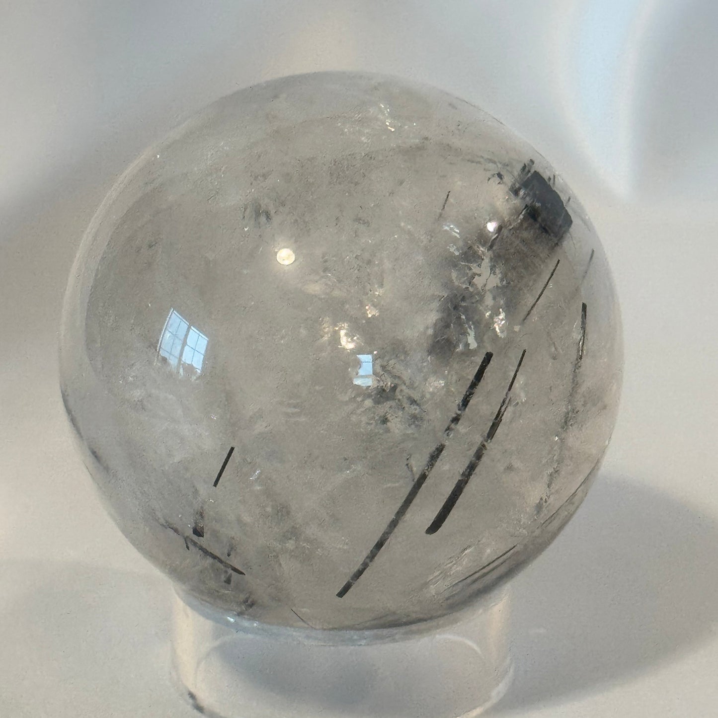Black Tourmalated Quartz Sphere| Beautiful Needles