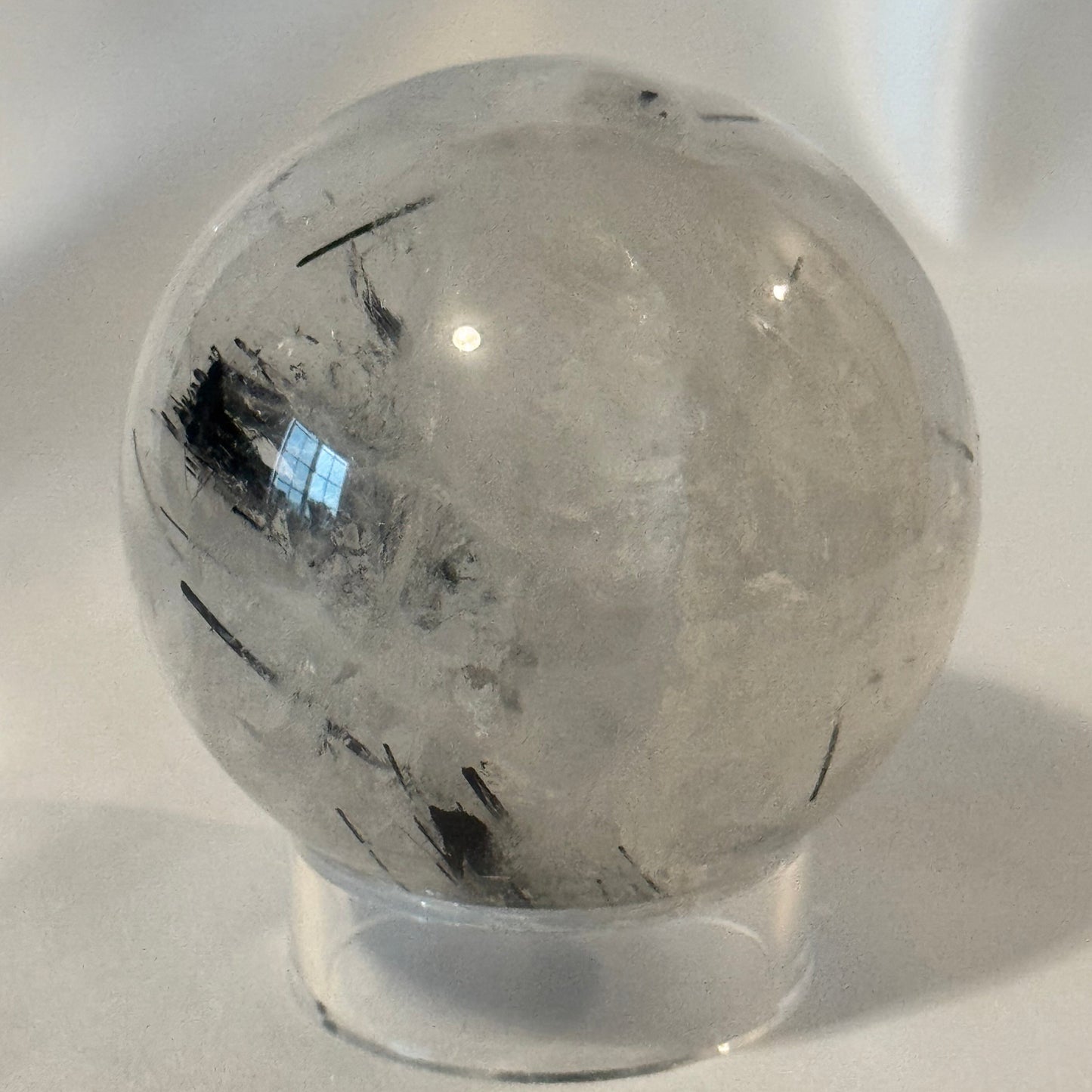 Black Tourmalated Quartz Sphere| Beautiful Needles