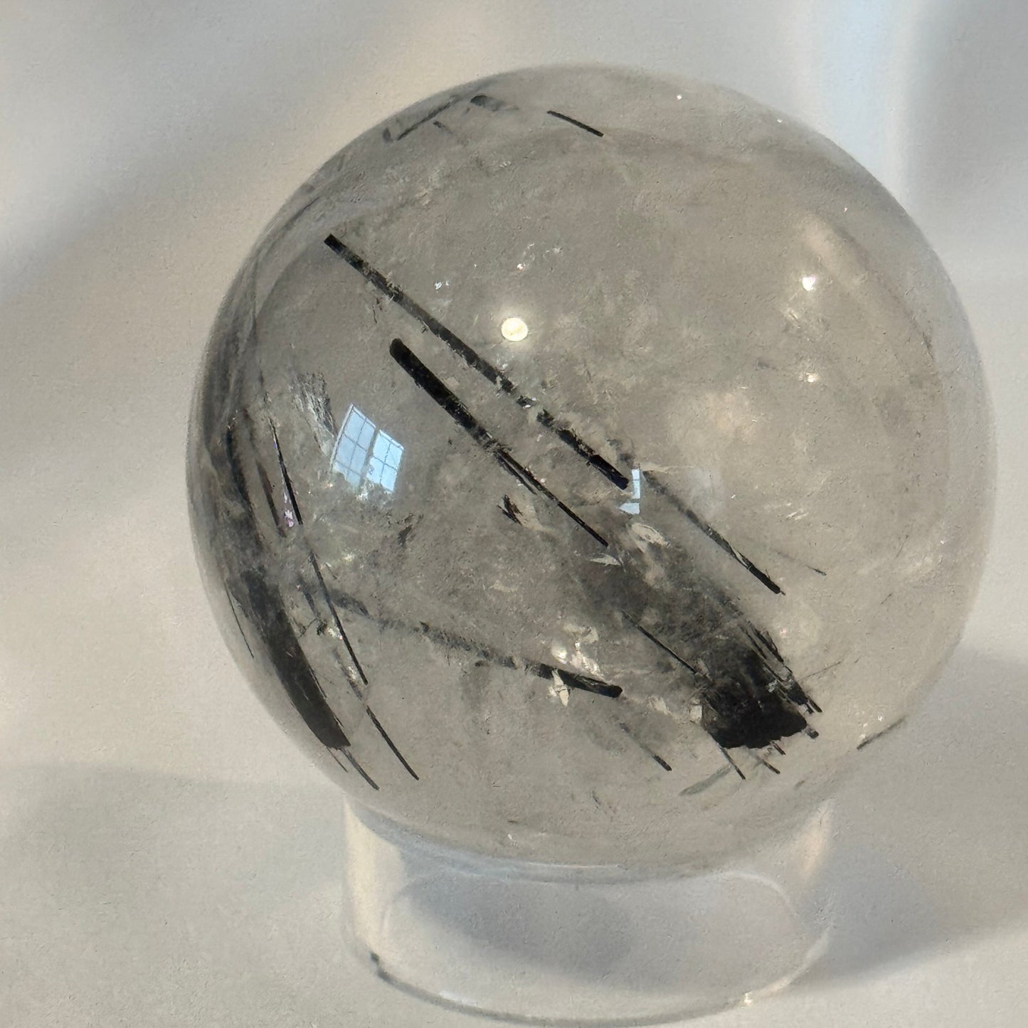 Black Tourmalated Quartz Sphere| Beautiful Needles